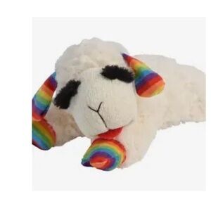 Dog Toy Plush White Lamb Pillow with Rainbow Ears